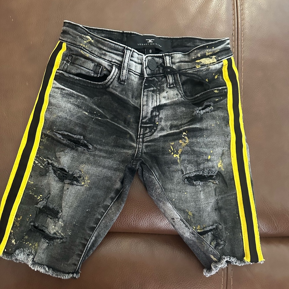 Little boy shorts size 8 black with yellow